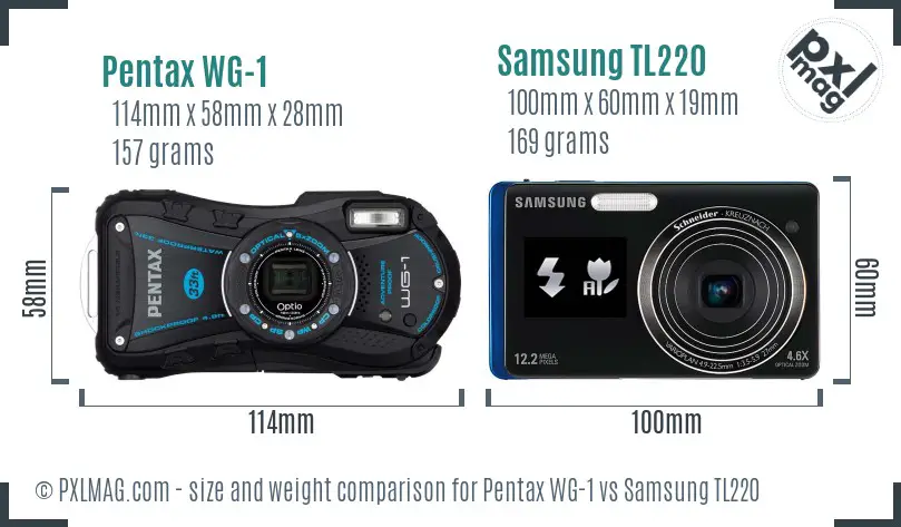 Pentax WG-1 vs Samsung TL220 size comparison