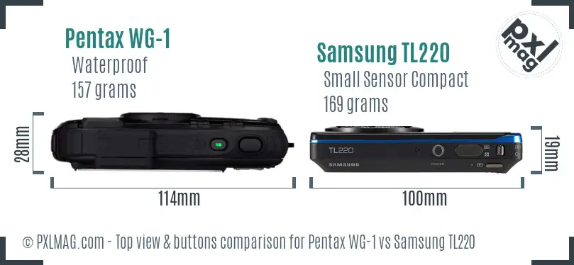 Pentax WG-1 vs Samsung TL220 top view buttons comparison