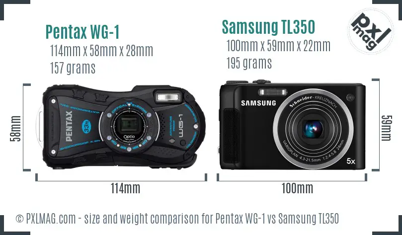 Pentax WG-1 vs Samsung TL350 size comparison