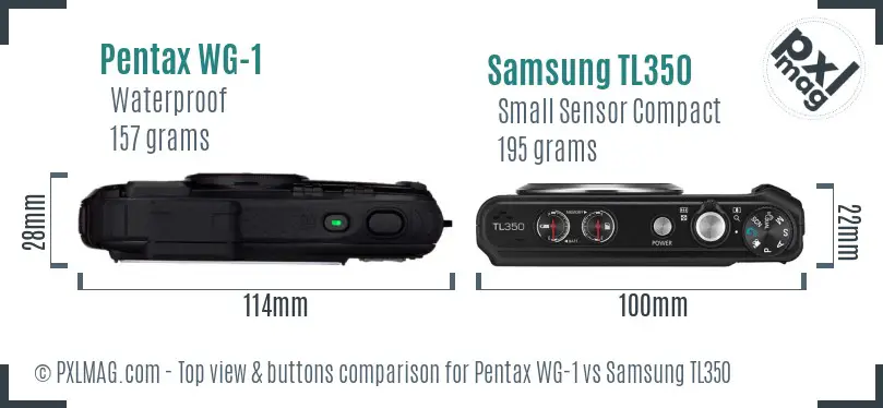 Pentax WG-1 vs Samsung TL350 top view buttons comparison