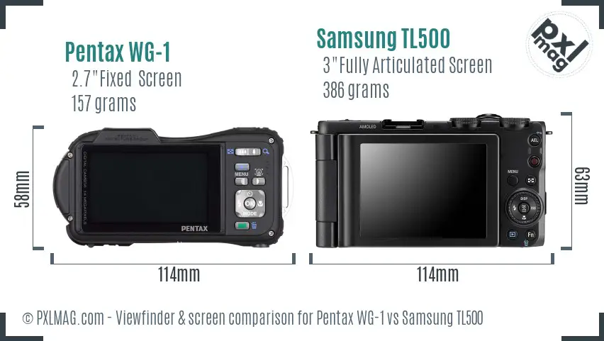 Pentax WG-1 vs Samsung TL500 Screen and Viewfinder comparison