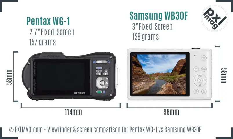 Pentax WG-1 vs Samsung WB30F Screen and Viewfinder comparison