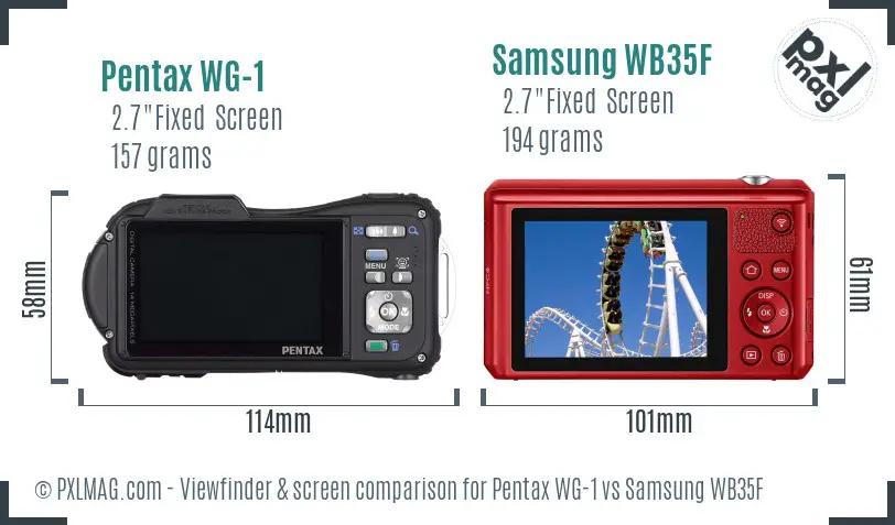 Pentax WG-1 vs Samsung WB35F Screen and Viewfinder comparison