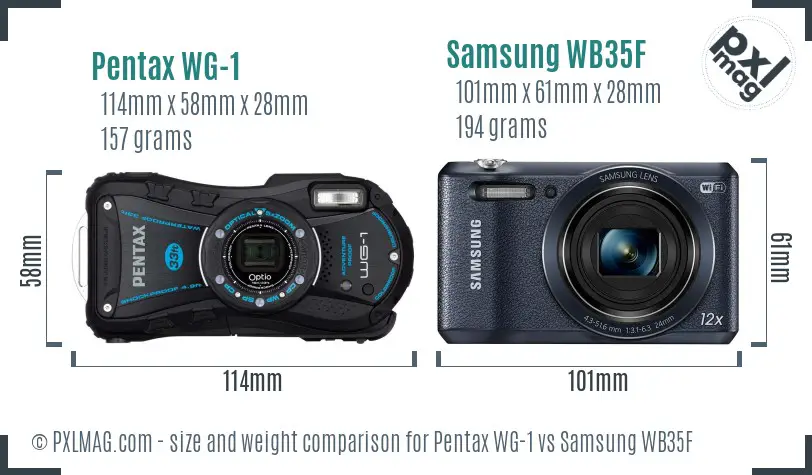 Pentax WG-1 vs Samsung WB35F size comparison