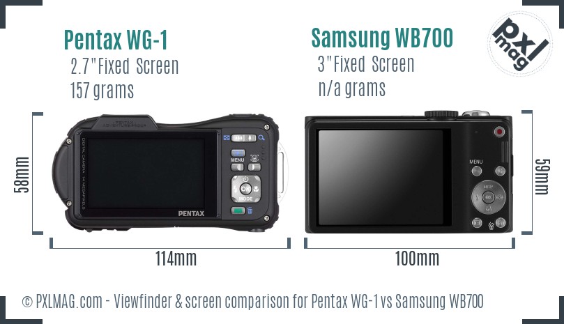 Pentax WG-1 vs Samsung WB700 Screen and Viewfinder comparison