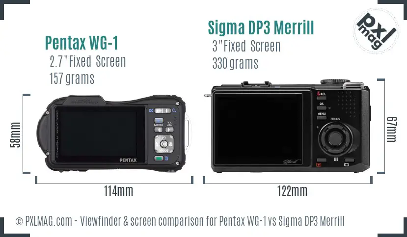 Pentax WG-1 vs Sigma DP3 Merrill Screen and Viewfinder comparison