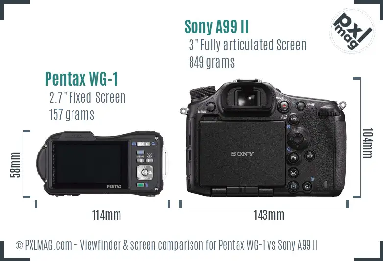 Pentax WG-1 vs Sony A99 II Screen and Viewfinder comparison