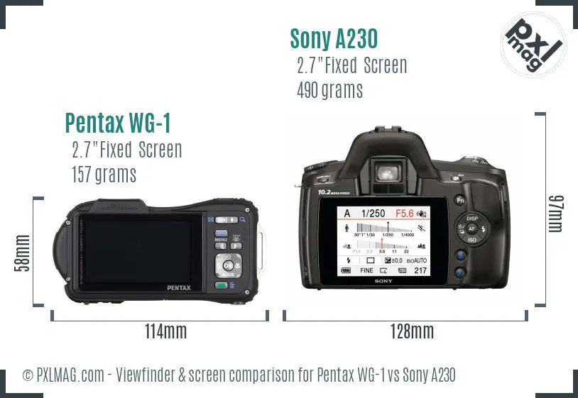 Pentax WG-1 vs Sony A230 Screen and Viewfinder comparison