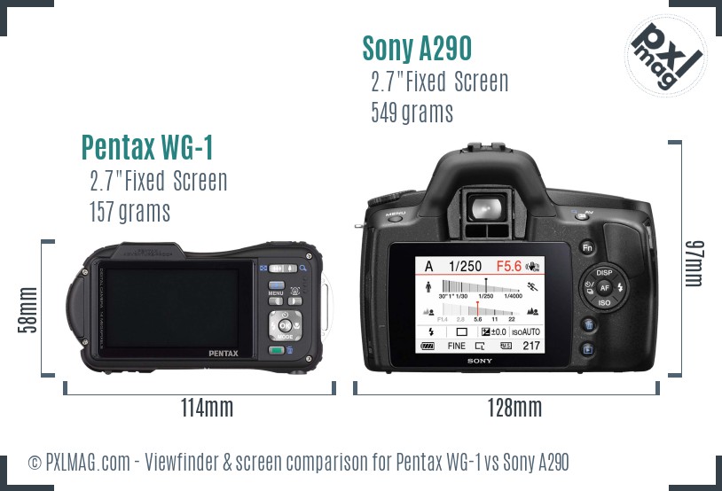 Pentax WG-1 vs Sony A290 Screen and Viewfinder comparison