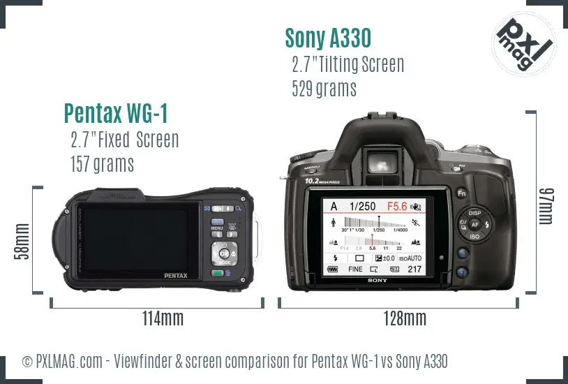 Pentax WG-1 vs Sony A330 Screen and Viewfinder comparison