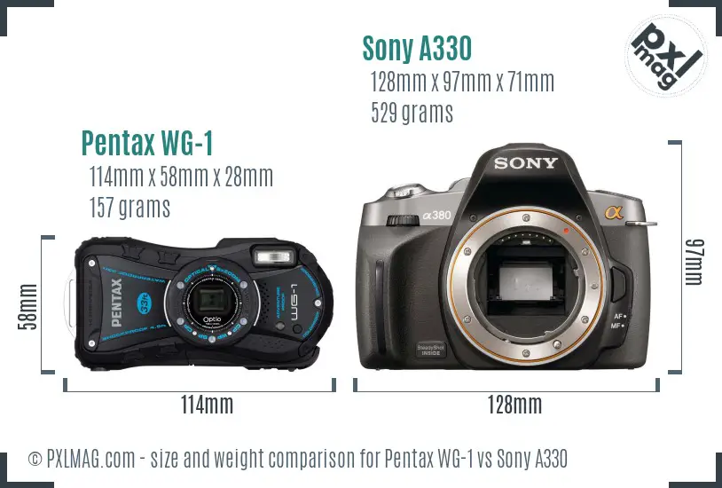 Pentax WG-1 vs Sony A330 size comparison