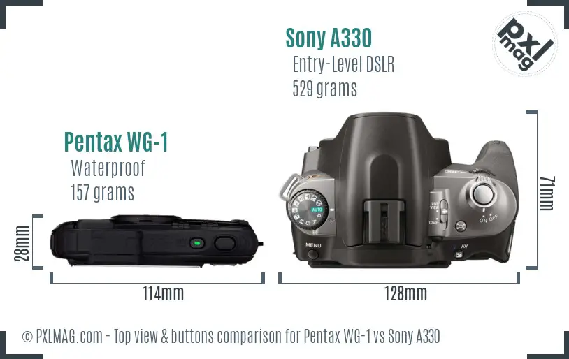 Pentax WG-1 vs Sony A330 top view buttons comparison