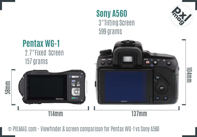 Pentax WG-1 vs Sony A560 Screen and Viewfinder comparison