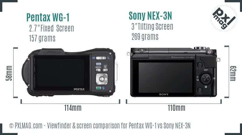 Pentax WG-1 vs Sony NEX-3N Screen and Viewfinder comparison