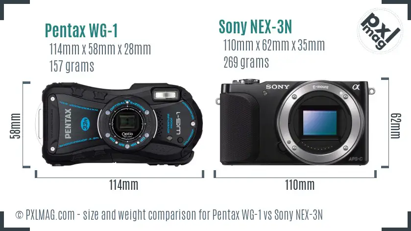 Pentax WG-1 vs Sony NEX-3N size comparison
