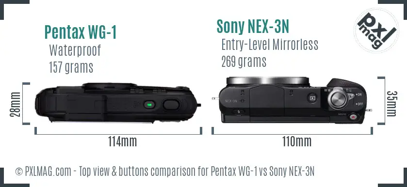 Pentax WG-1 vs Sony NEX-3N top view buttons comparison