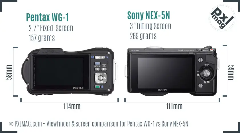 Pentax WG-1 vs Sony NEX-5N Screen and Viewfinder comparison