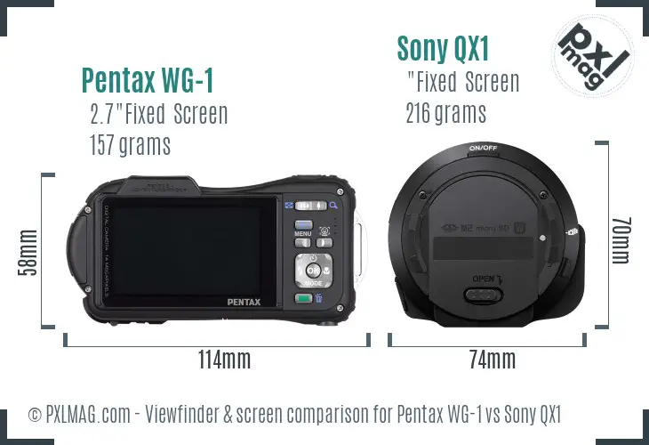 Pentax WG-1 vs Sony QX1 Screen and Viewfinder comparison