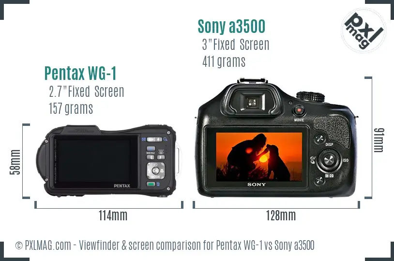 Pentax WG-1 vs Sony a3500 Screen and Viewfinder comparison