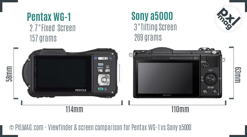 Pentax WG-1 vs Sony a5000 Screen and Viewfinder comparison