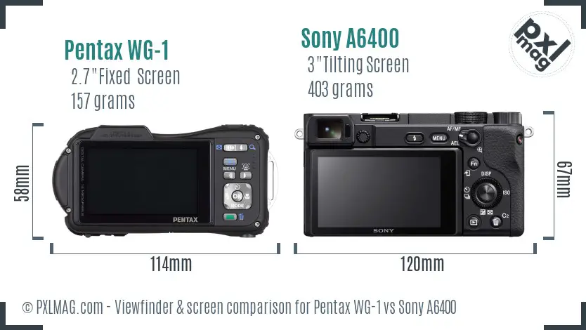 Pentax WG-1 vs Sony A6400 Screen and Viewfinder comparison