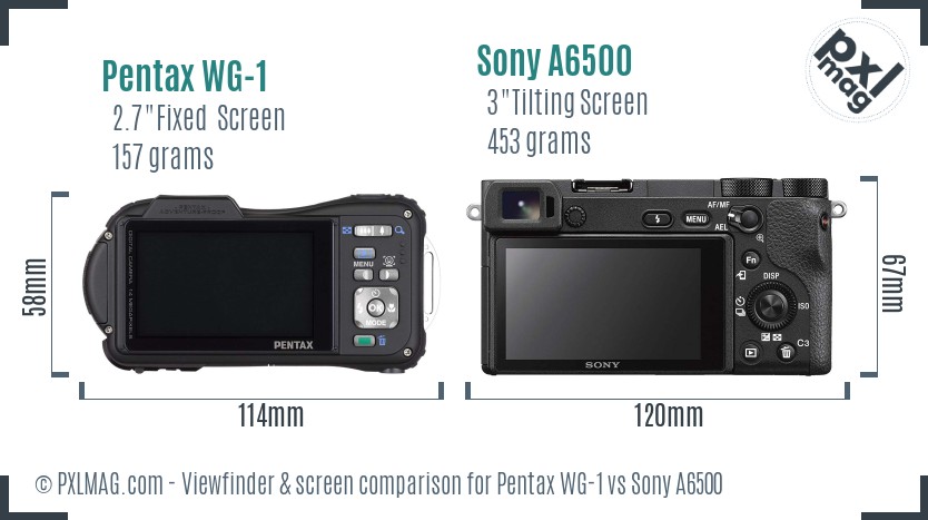 Pentax WG-1 vs Sony A6500 Screen and Viewfinder comparison