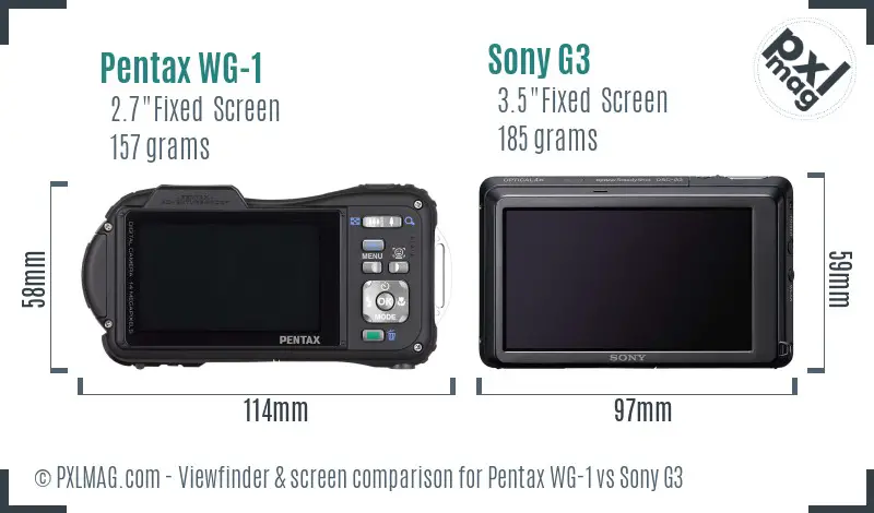 Pentax WG-1 vs Sony G3 Screen and Viewfinder comparison