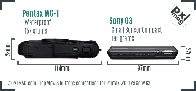 Pentax WG-1 vs Sony G3 top view buttons comparison