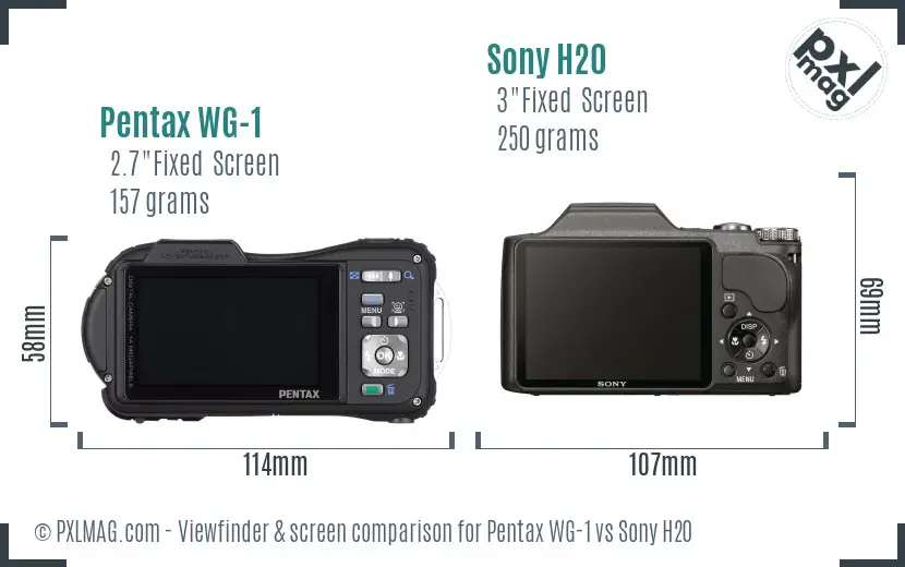 Pentax WG-1 vs Sony H20 Screen and Viewfinder comparison