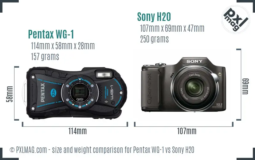 Pentax WG-1 vs Sony H20 size comparison