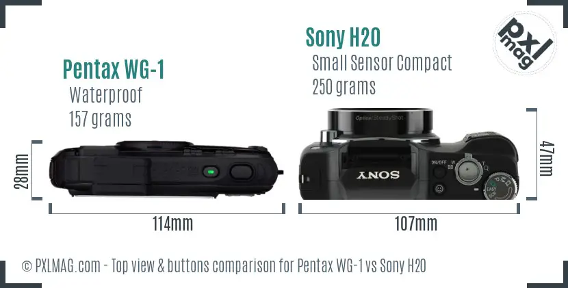 Pentax WG-1 vs Sony H20 top view buttons comparison