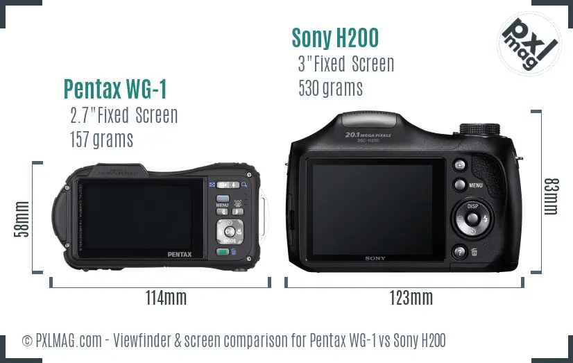Pentax WG-1 vs Sony H200 Screen and Viewfinder comparison Pentax WG-1 vs Sony H200 Screen and Viewfinder comparison