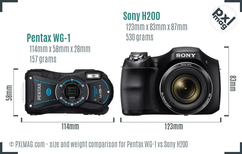 Pentax WG-1 vs Sony H200 size comparison Pentax WG-1 vs Sony H200 size comparison
