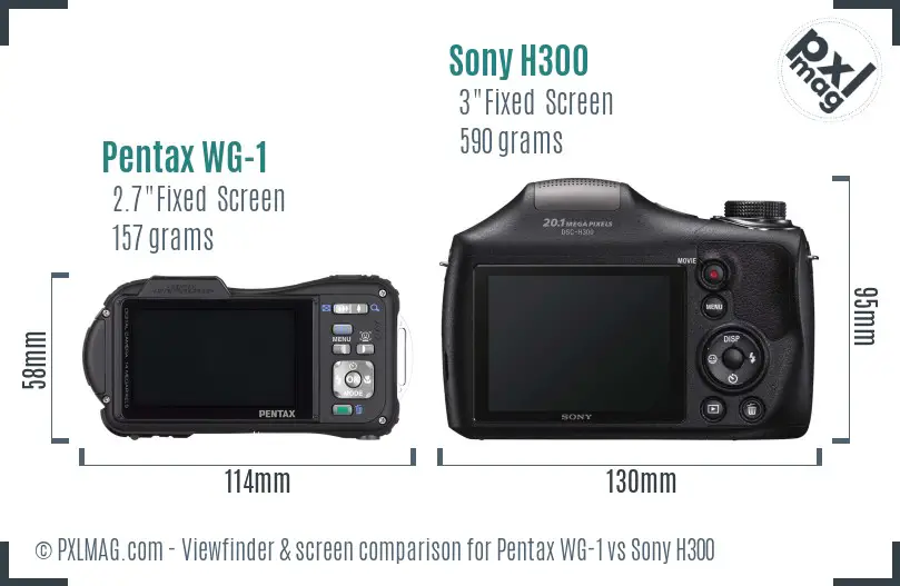Pentax WG-1 vs Sony H300 Screen and Viewfinder comparison