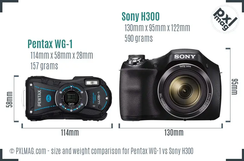 Pentax WG-1 vs Sony H300 size comparison