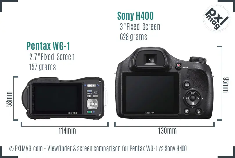 Pentax WG-1 vs Sony H400 Screen and Viewfinder comparison