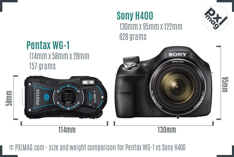 Pentax WG-1 vs Sony H400 size comparison Pentax WG-1 vs Sony H400 size comparison