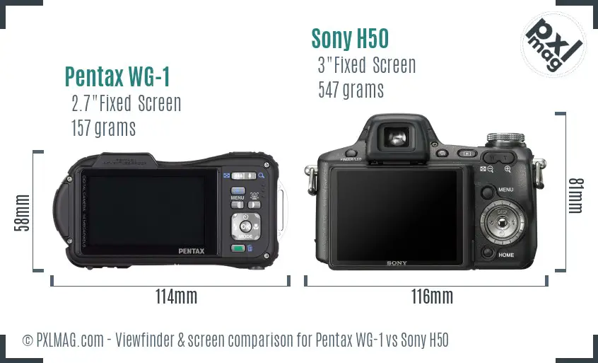 Pentax WG-1 vs Sony H50 Screen and Viewfinder comparison