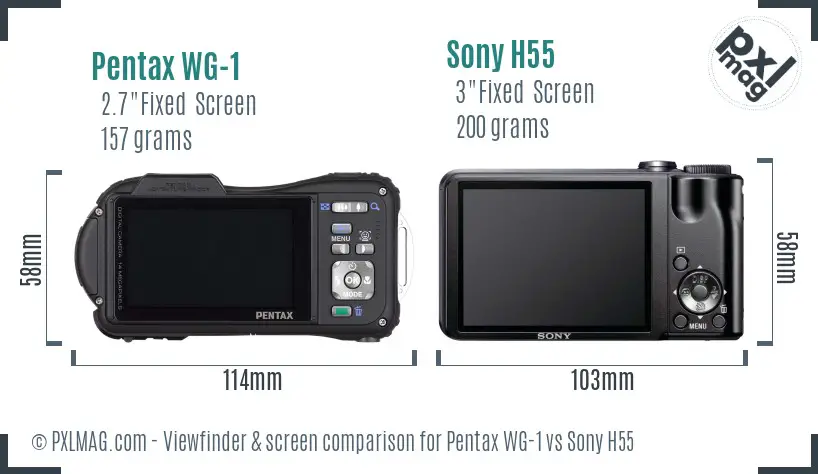 Pentax WG-1 vs Sony H55 Screen and Viewfinder comparison