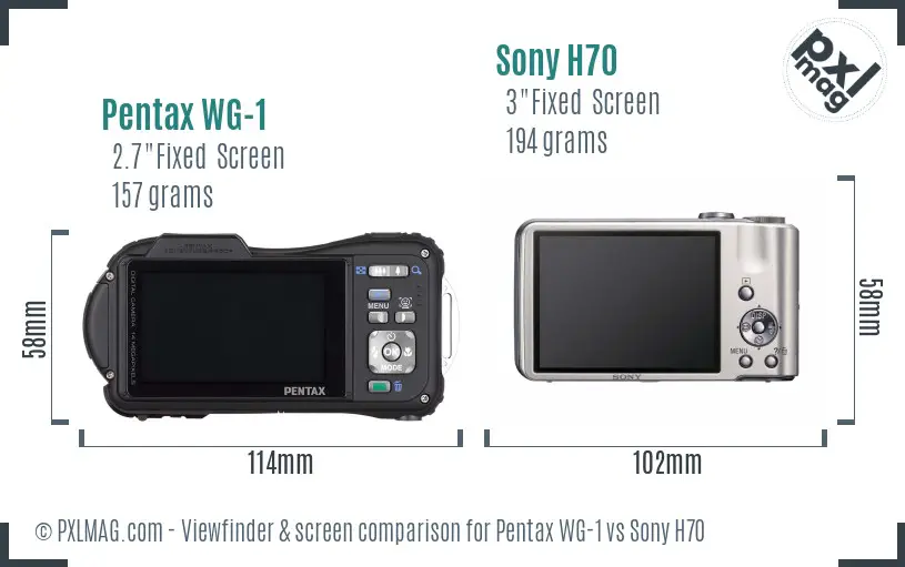 Pentax WG-1 vs Sony H70 Screen and Viewfinder comparison