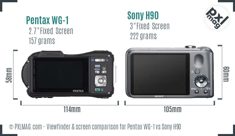 Pentax WG-1 vs Sony H90 Screen and Viewfinder comparison