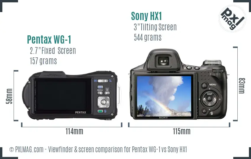 Pentax WG-1 vs Sony HX1 Screen and Viewfinder comparison