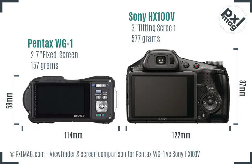 Pentax WG-1 vs Sony HX100V Screen and Viewfinder comparison Pentax WG-1 vs Sony HX100V Screen and Viewfinder comparison