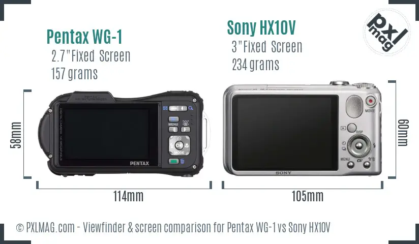 Pentax WG-1 vs Sony HX10V Screen and Viewfinder comparison