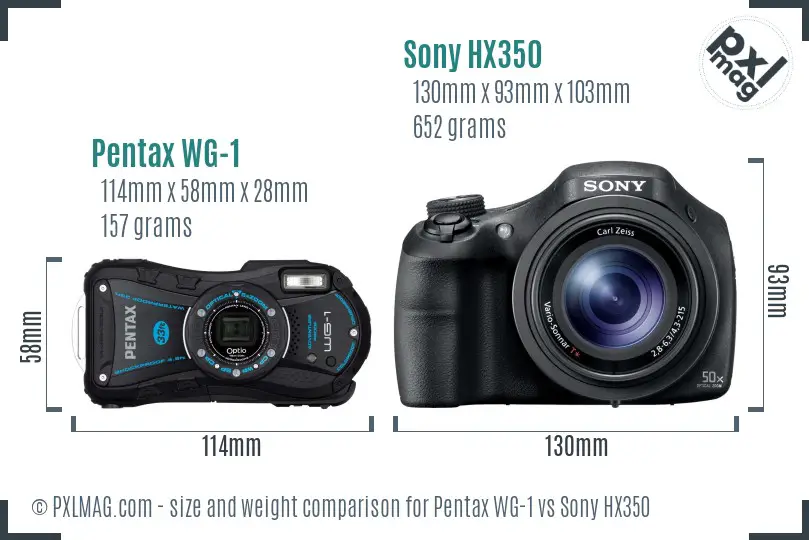 Pentax WG-1 vs Sony HX350 size comparison Pentax WG-1 vs Sony HX350 size comparison