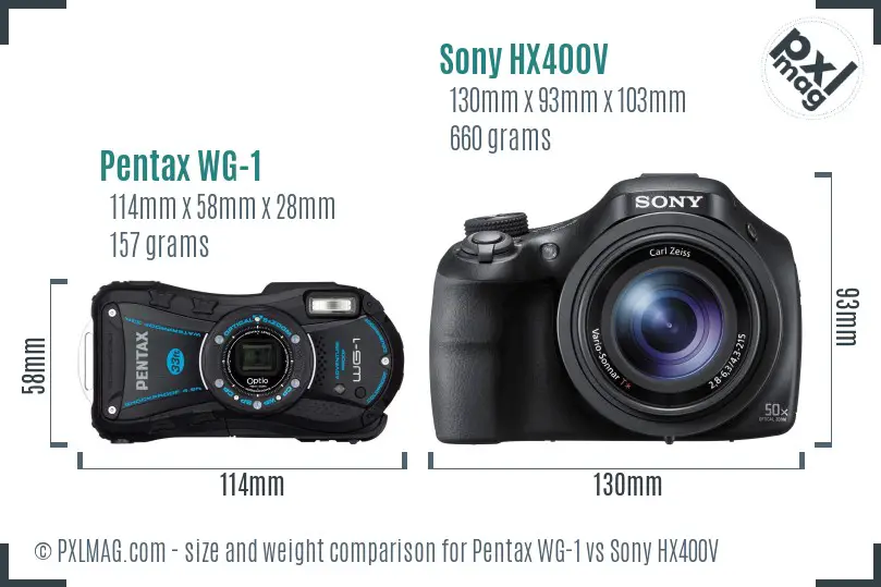 Pentax WG-1 vs Sony HX400V size comparison