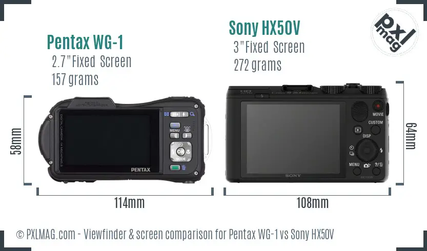 Pentax WG-1 vs Sony HX50V Screen and Viewfinder comparison