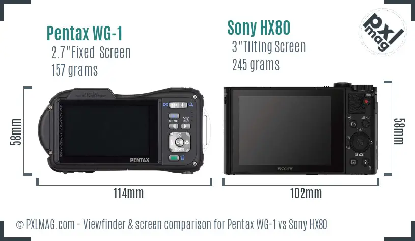 Pentax WG-1 vs Sony HX80 Screen and Viewfinder comparison Pentax WG-1 vs Sony HX80 Screen and Viewfinder comparison