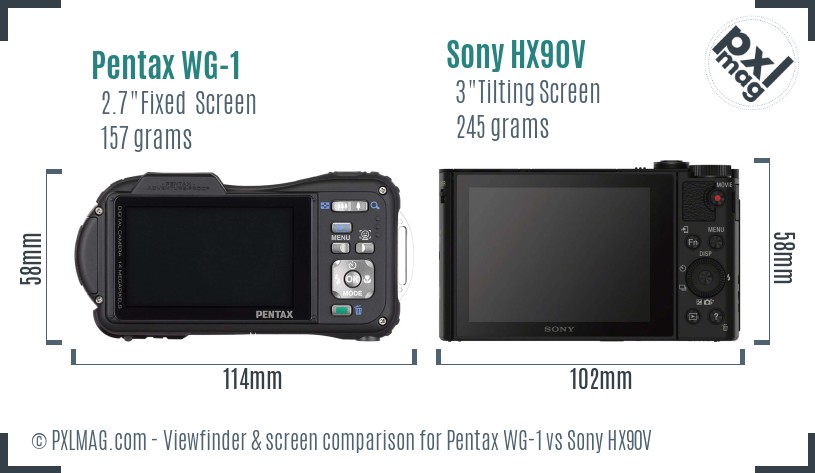Pentax WG-1 vs Sony HX90V Screen and Viewfinder comparison