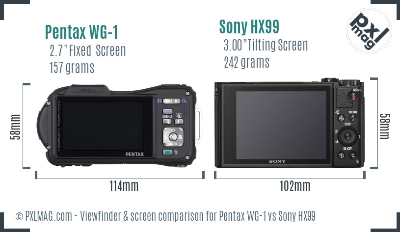 Pentax WG-1 vs Sony HX99 Screen and Viewfinder comparison